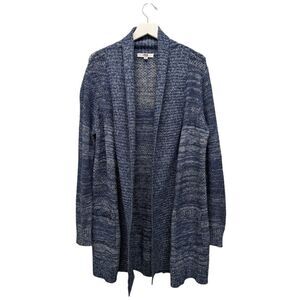 Jack by BB Dakota Women's Mid Length Blue Acrylic Knit Cardigan, Pockets, Size M